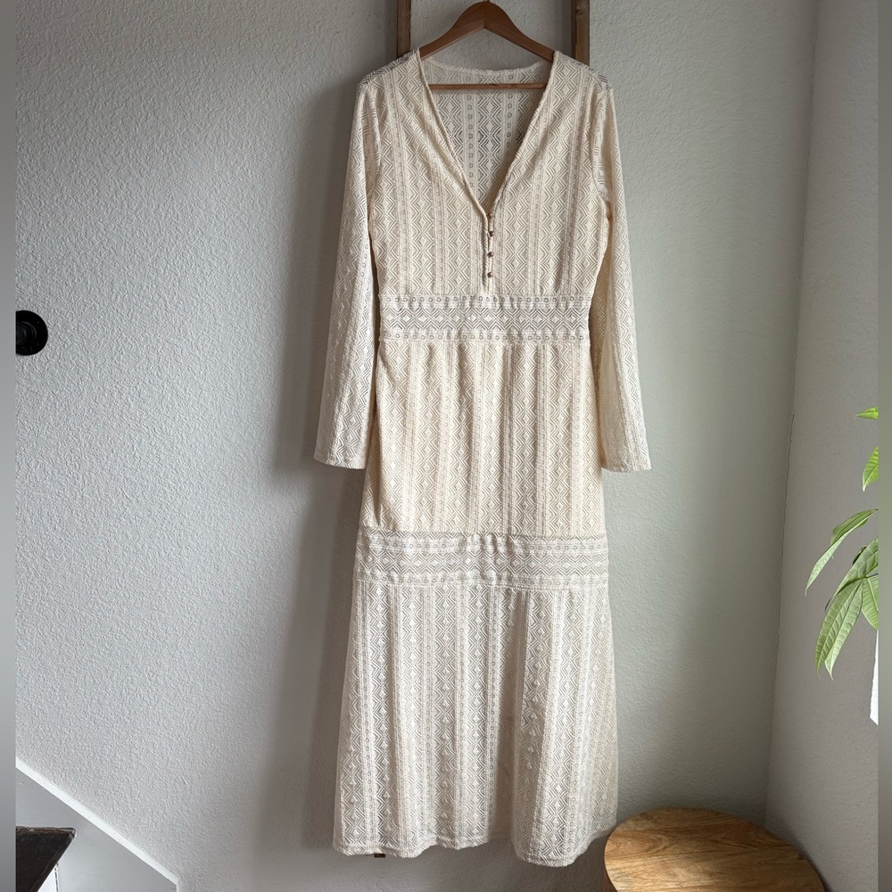 Aralina Western Lace Bell Sleeve Ivory Lace Maxi Dress NWOT sz: XL - Picture 2 of 14